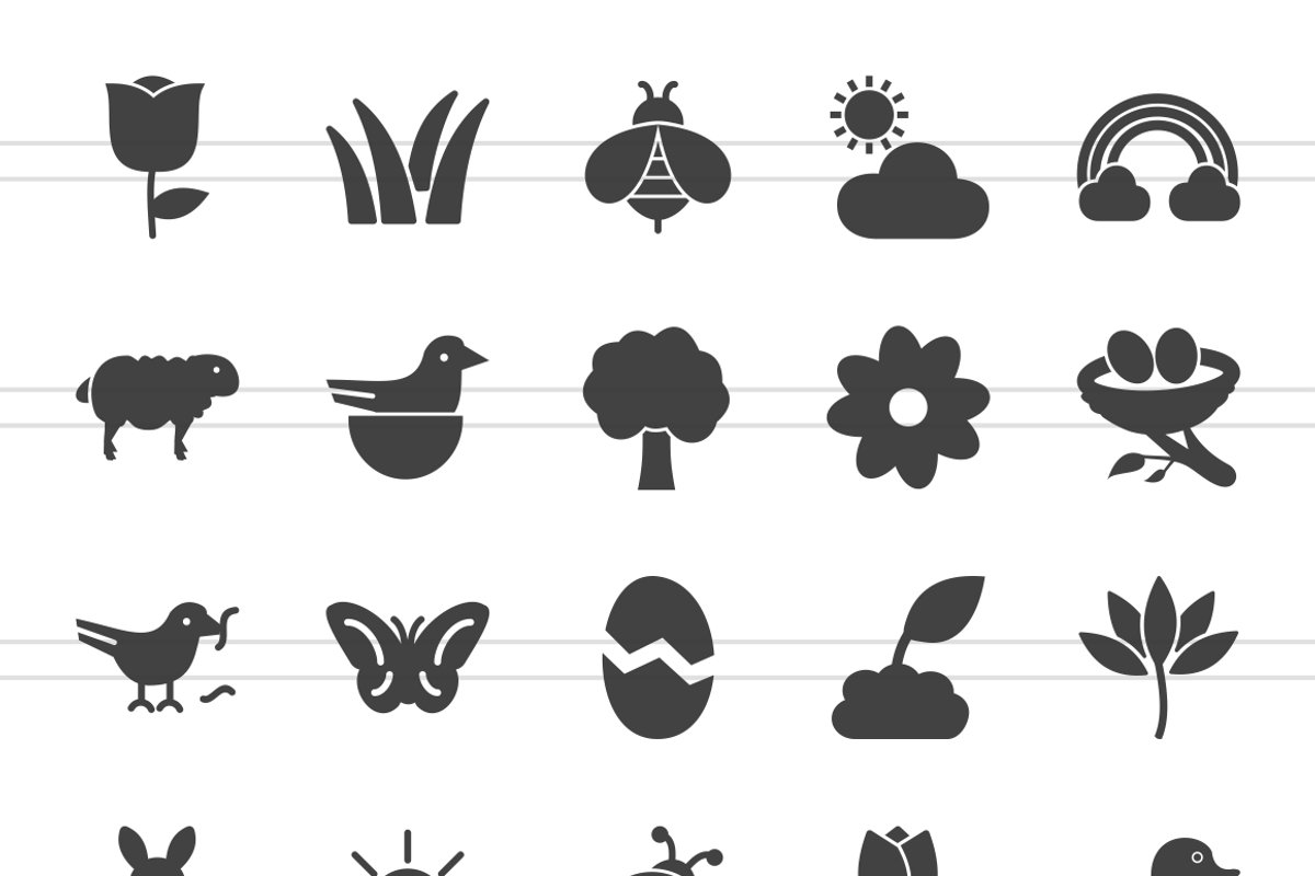 50 Spring Glyph Icons, an Icon by IconBunny