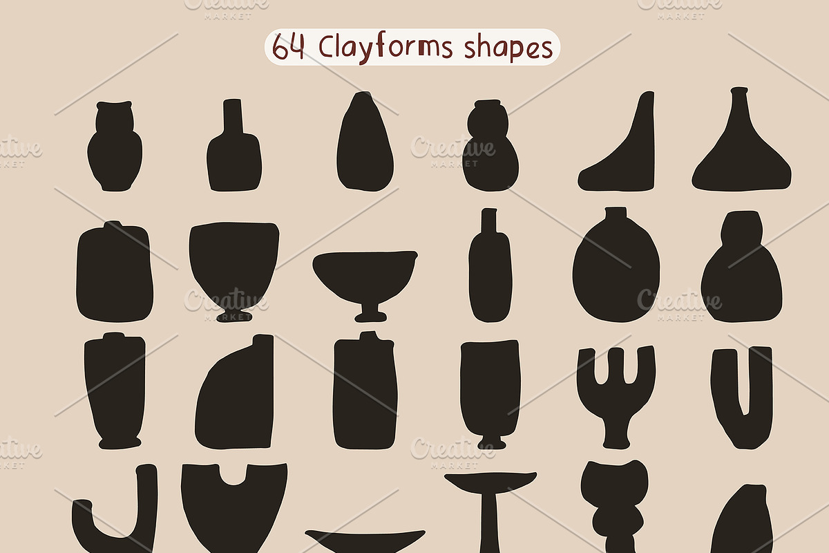 296 FOLK POTTERY CLIPARTS MYSTIC SET, an Object Illustration by JuDesign (Photo 4 of 24)