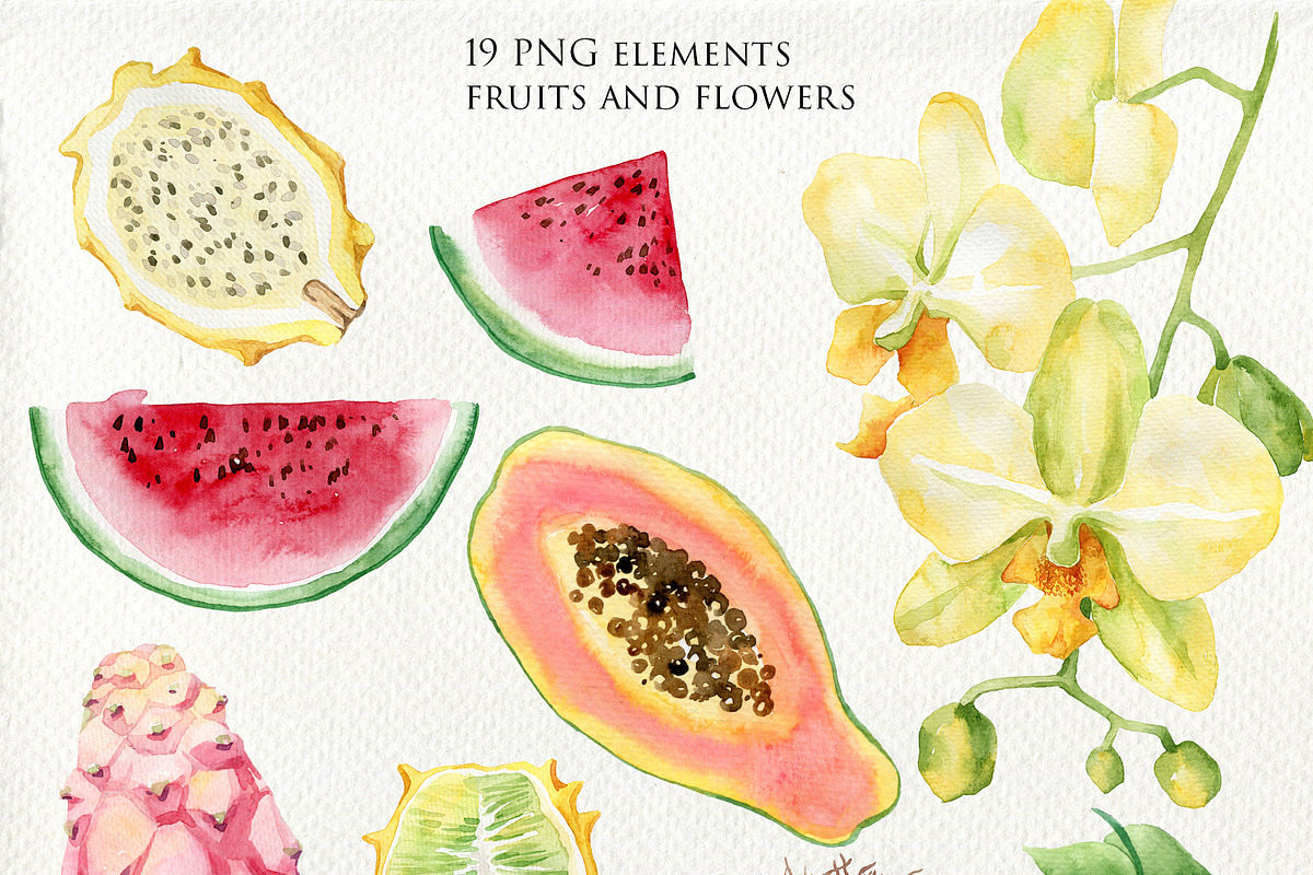 Tropical fruits and flowers, a Pattern Graphic by Antikva17 (Photo 7 of 8)