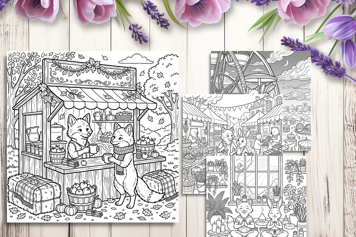 Cozy Animal Couple Coloring Pages, a Brochure Template by LA Design (Photo 6 of 10)