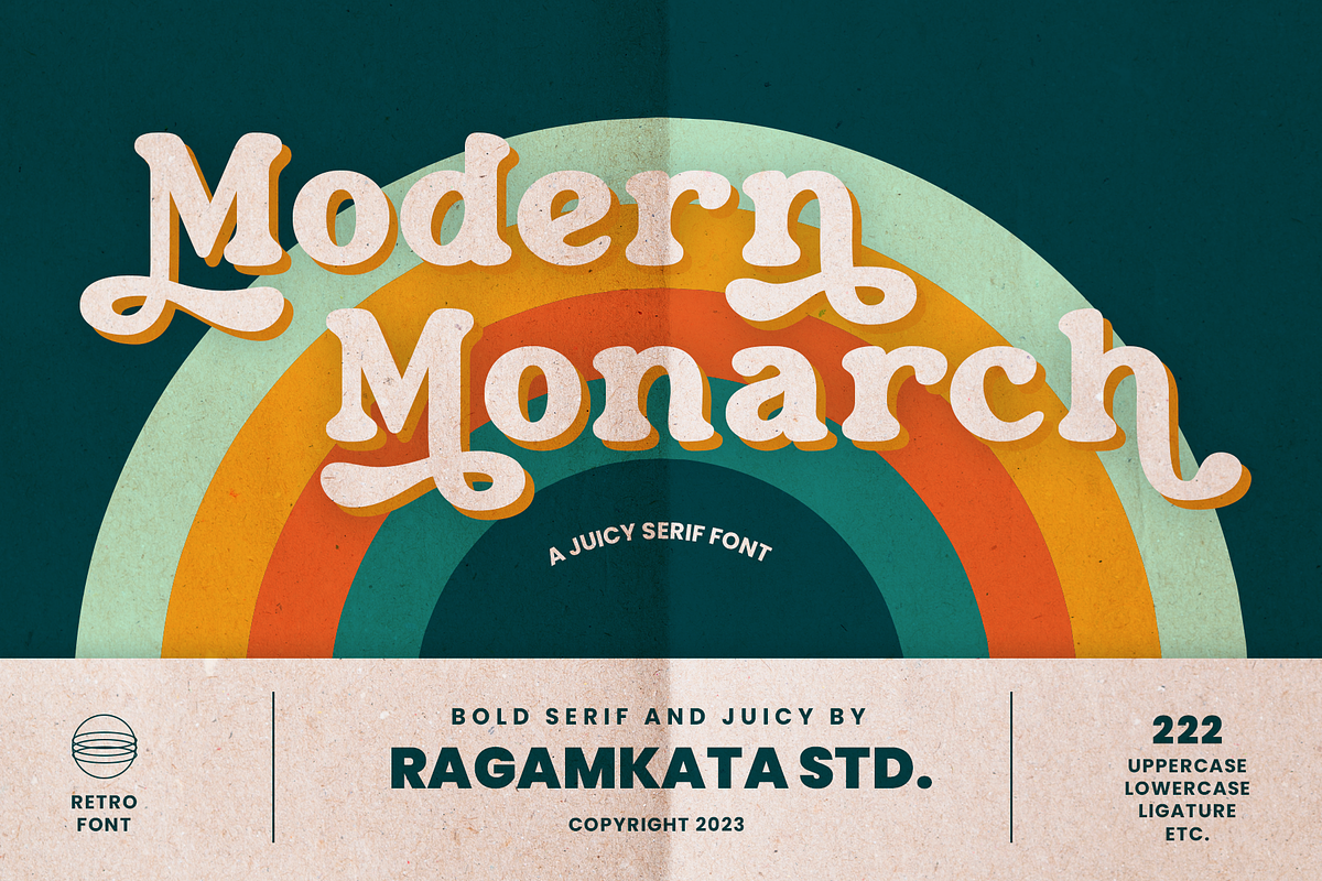 Modern Monarch - Retro Display Font, a Serif Font by RagamKata (Photo 1 of 12)