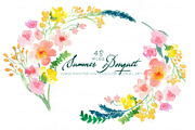 Summer Bouquet - Watercolor Clipart, a Decorative Illustration by SmallHouseBigPony (Thumbnail 2 of 4)