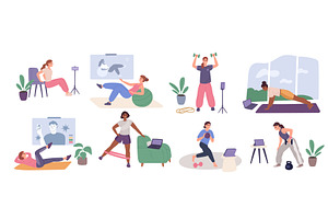 Online fitness instructor. Women, a Sport Illustration by YummyBuum