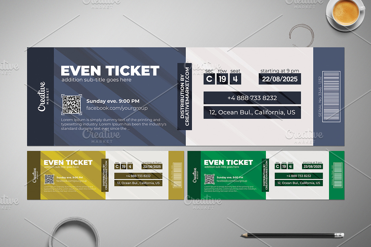 Business Style Event Ticket 02-021, a Templates & Theme by Tzochko (Photo 3 of 5)