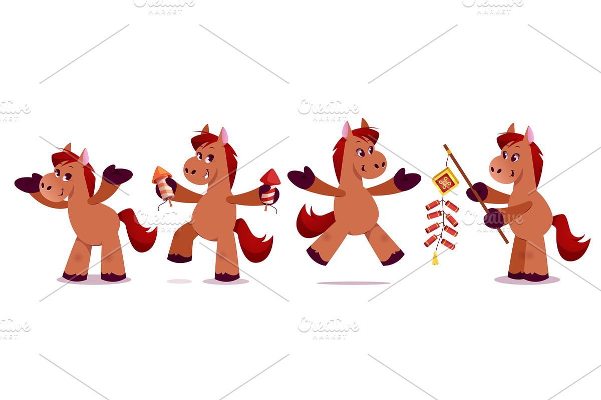 Cute cartoon horse character for, an Object Illustration by art PVP - market