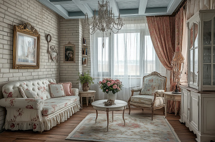 A cozy, Shabby Chic interior design style elegantly decorated living room featu, an Arts & Entertainment Photo by Textures & Backgrounds