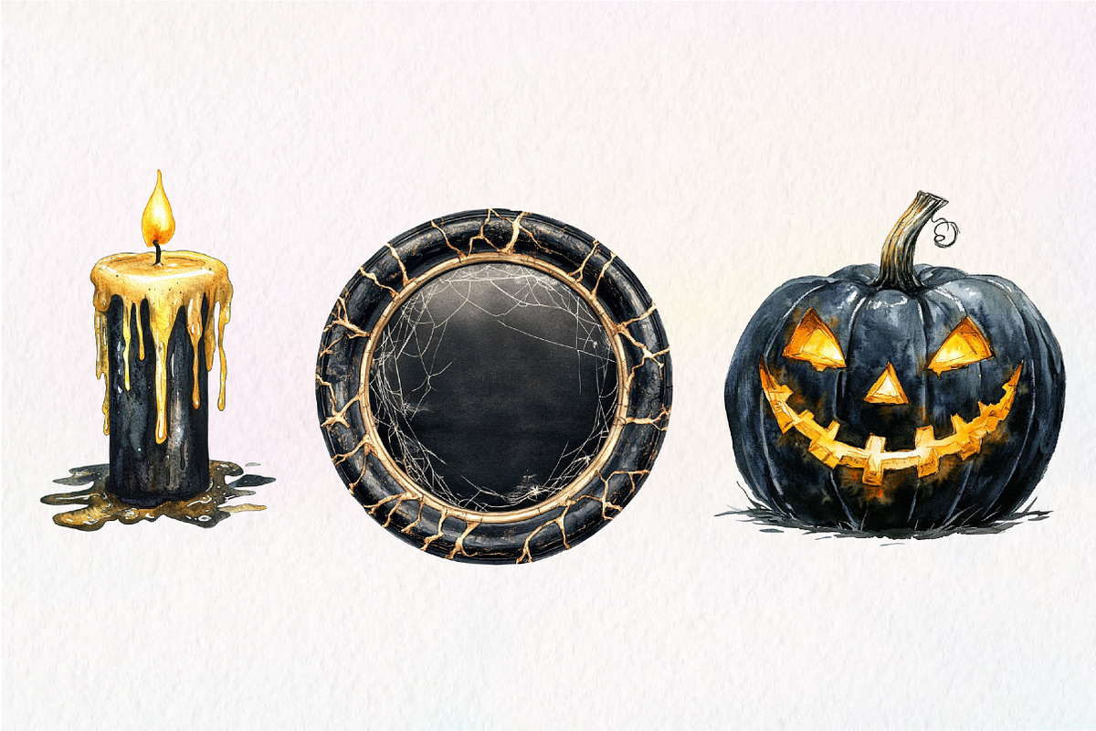Vintage Creepy Halloween Clipart, an Illustration by Dream Creation (Photo 7 of 7)