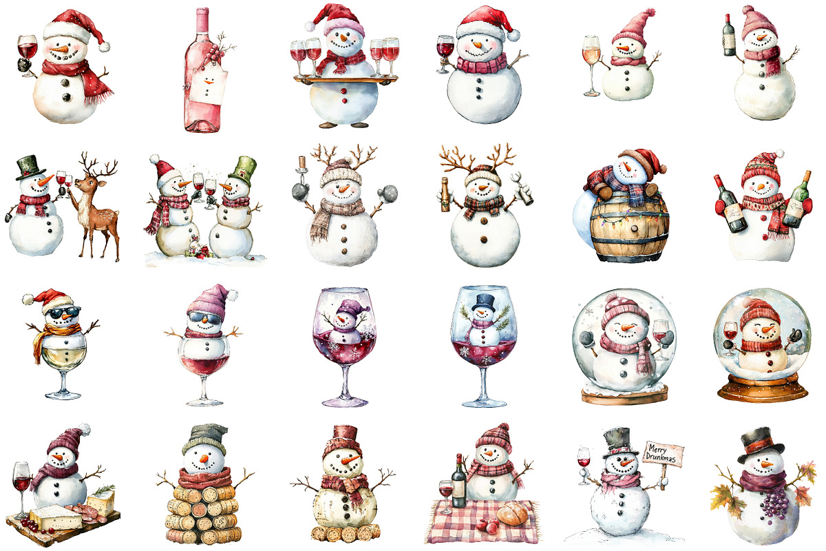 Snowman Christmas Wine Sublimation P, an Illustration by Sublimation Artist (Photo 2 of 6)