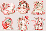 Whimsical Valentine Unicorn Clipart, an Animal Illustration by SVGArt (Thumbnail 2 of 5)