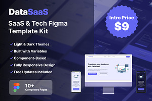 DataSaaS - SaaS & Tech Figma Templat, an UI Kit Template by PrismoWP