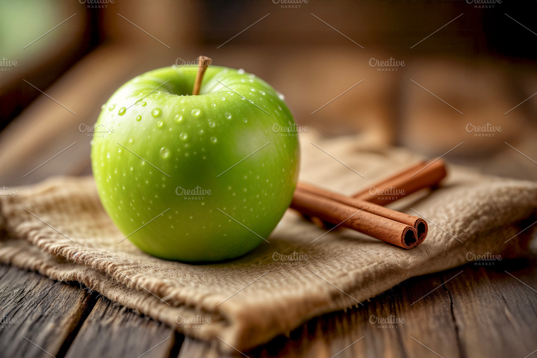 Fresh green apple and cinnamon, a Photo by rarrarorro
