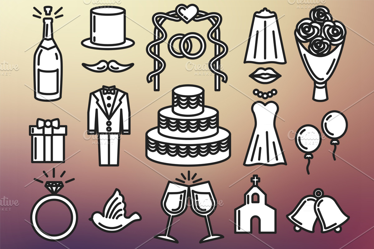 Wedding Set Outlined & Colored, an Icon by DeniseUytiepo (Photo 5 of 5)