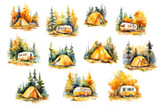 Watercolor fall camping, travel clip, an Object Graphic by KomtsyanTatyanaArt (Thumbnail 2 of 6)