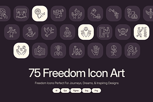 Freedom Icon Art Set, an Outline Icon by Prosymbols