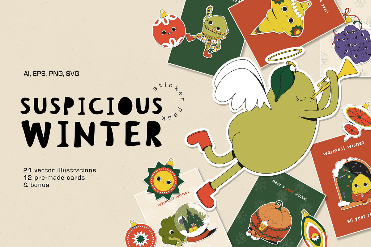 Winter Characters Illustration set, a Seasonal Illustration by marmarina (Photo 1 of 12)
