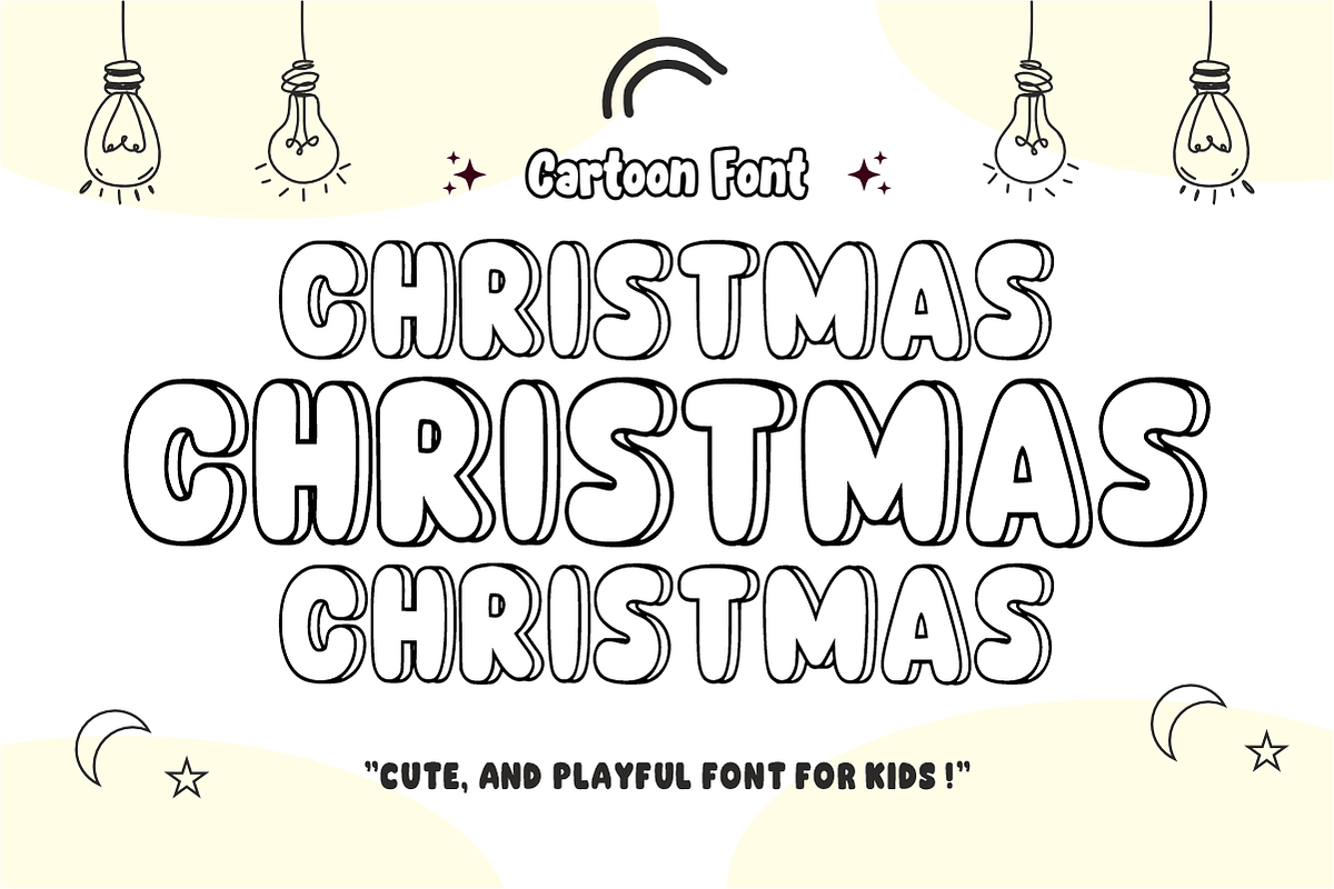 Cotton Wobble - Playful Outline Font, a Sans Serif Font by KiddoGlyphs Studio (Photo 3 of 5)