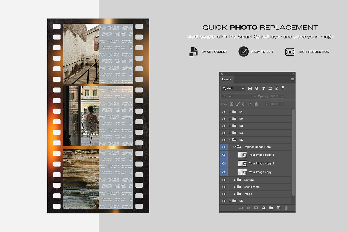 Analog Film Strip Frame Template, a Mockup by DesignerCandies (Photo 4 of 13)