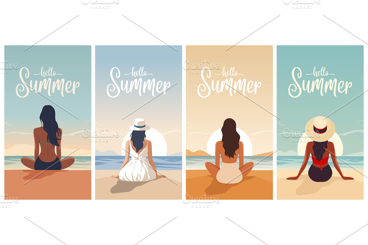 Girl Watching Sunset by the Sea., a Person Illustration by Gomolach (Photo 1 of 5)