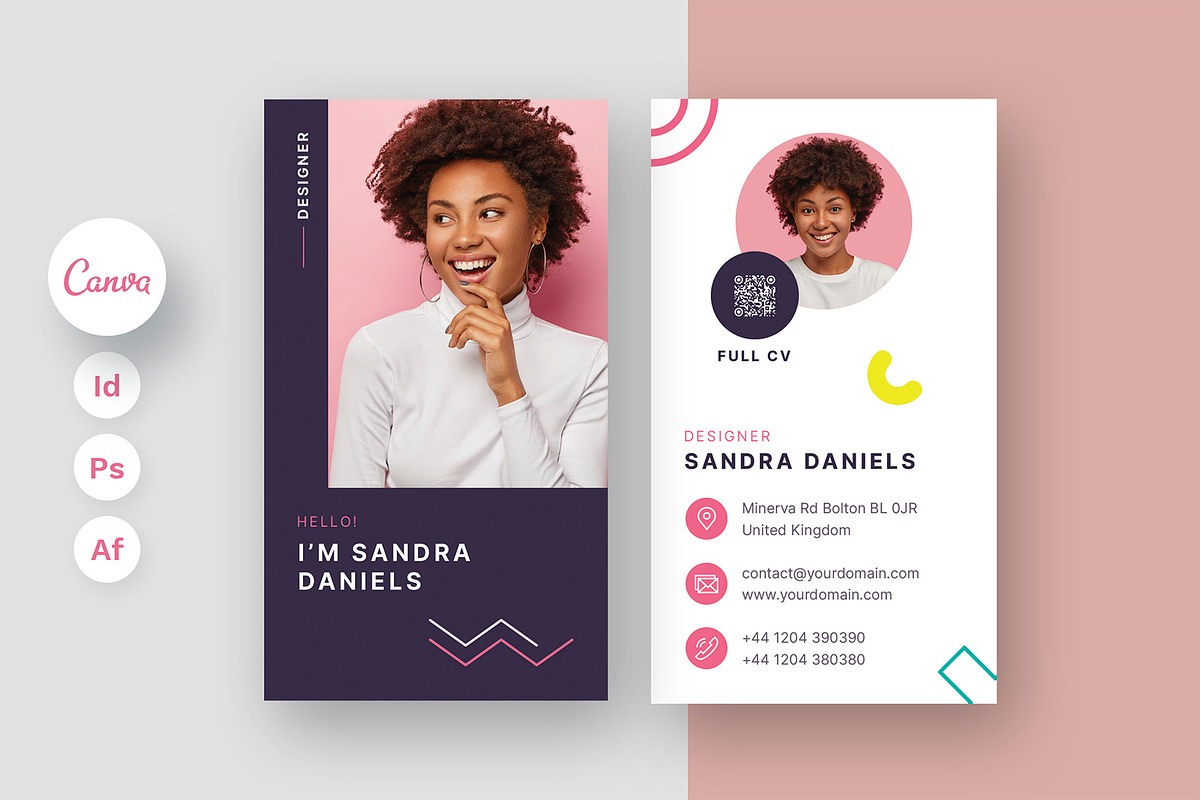 Resume Business Card Canva, a Business Card Template by artbart (Photo 1 of 9)