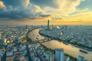Landmark 81 crowns cityscape view, a Photo by Pavel_design
