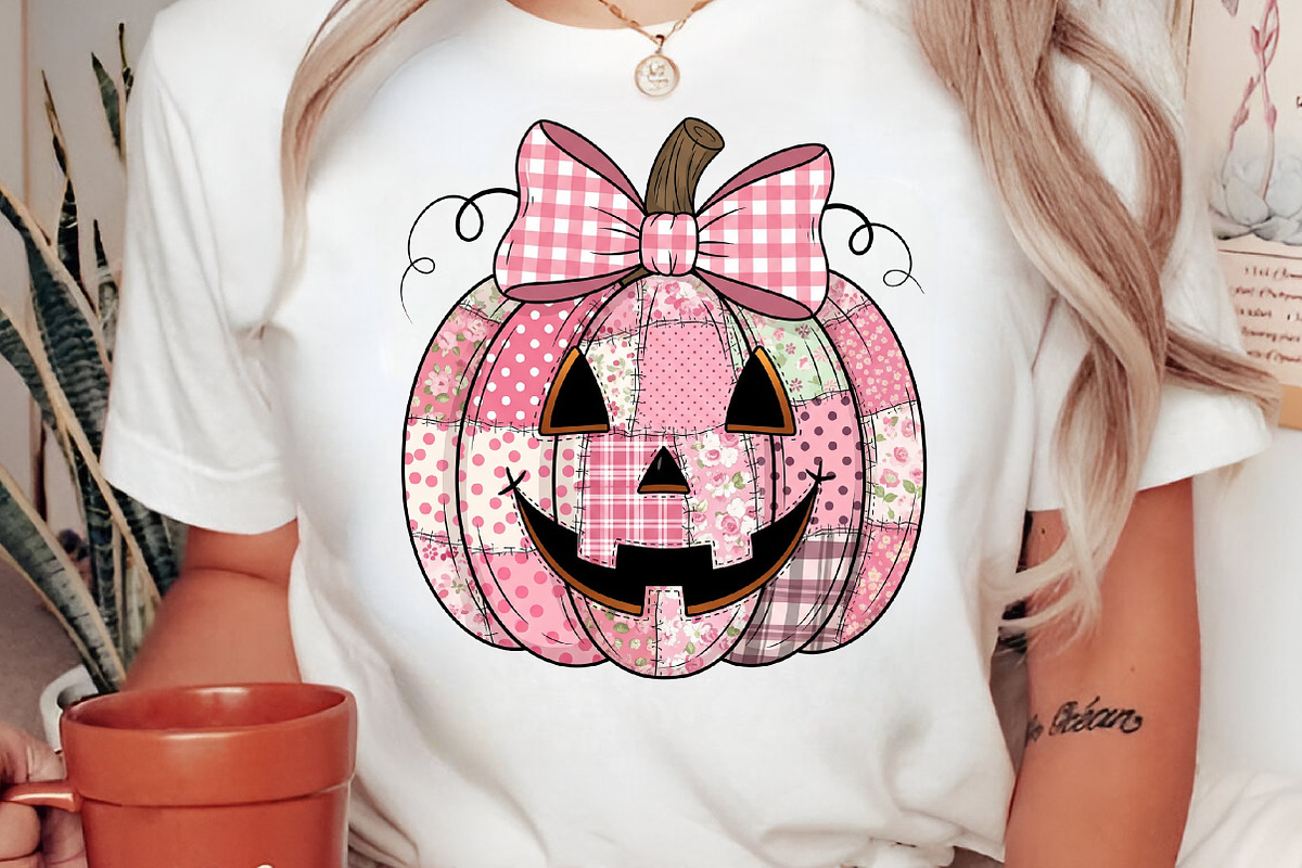 Pink Patchwork Jack O Lantern Pumpki, an Illustration by Libby Wishes (Photo 2 of 8)