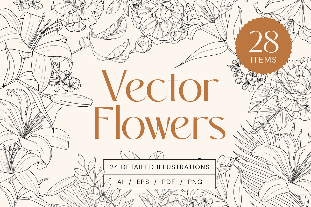 Vector Vintage Ink Flowers & Plants, an Object Graphic by Lisa Jacobs Design (Photo 1 of 4)