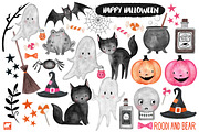 Watercolor Halloween Clip Art, Hallo, an Illustration by Roodi and Bear (Thumbnail 2 of 2)