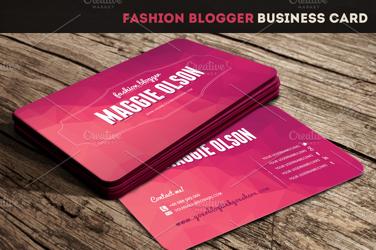 Fashion Blogger Business Card, a Business Card Template by Moon Starer Studio