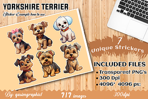 Cute Yorkshire Terrier Puppy Sticker