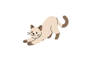 Cute cartoon cat stretching with, an Animal Illustration by GraphiShop