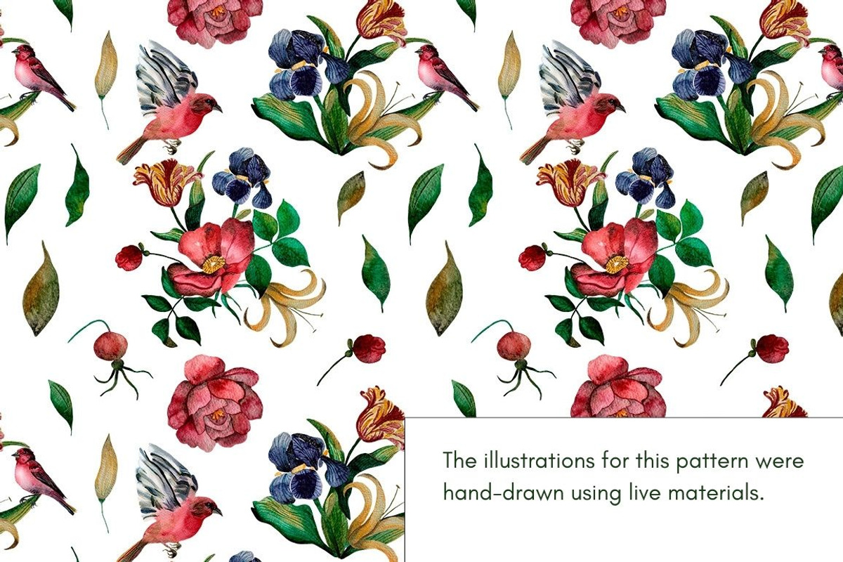 Watercolor Floral Seamless Pattern, a Pattern Graphic by Kate Creative Studio (Photo 2 of 3)