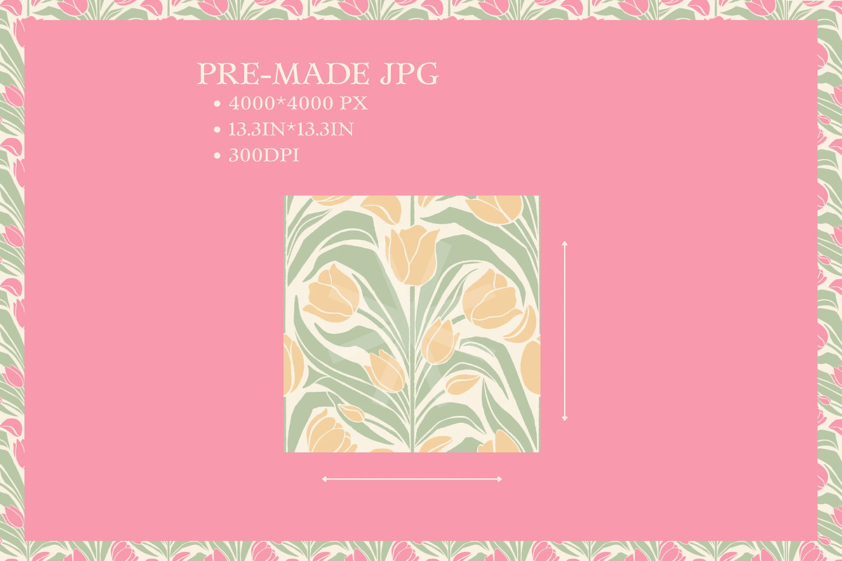 Vintage Tulip Seamless Pattern, a Pattern Graphic by CraftingOnSunday (Photo 2 of 5)
