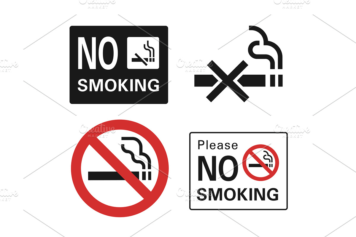 No smoking icon set, simple style, an Object Illustration by Ylivdesign