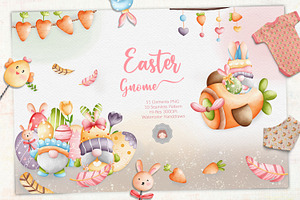 Watercolor Easter Bunny Gnome Bundle