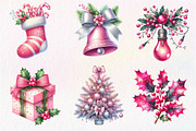 Pink Christmas Sublimation Clipart, an Illustration by Dream Creation (Thumbnail 5 of 5)