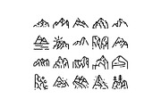 Mountain peaks line icons set, an Object Graphic by pikepicture (Thumbnail 1 of 3)