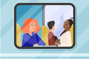 Passenger traveling in modern train, a Transportation Illustration by Lemberg Vector