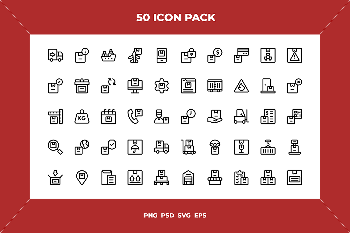 Logistics icons, an Outline Icon by Wencory (Photo 1 of 2)
