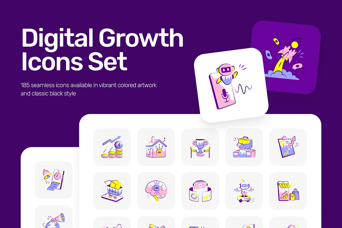 185 Digital Growth Icons, a Duotone Icon by Vectors Market (Photo 1 of 13)