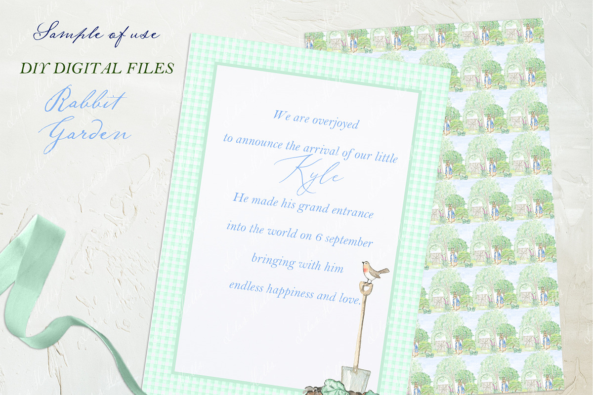 Rabbit Garden Watercolor Clipart, a Graphic by LABFcreations (Photo 4 of 4)