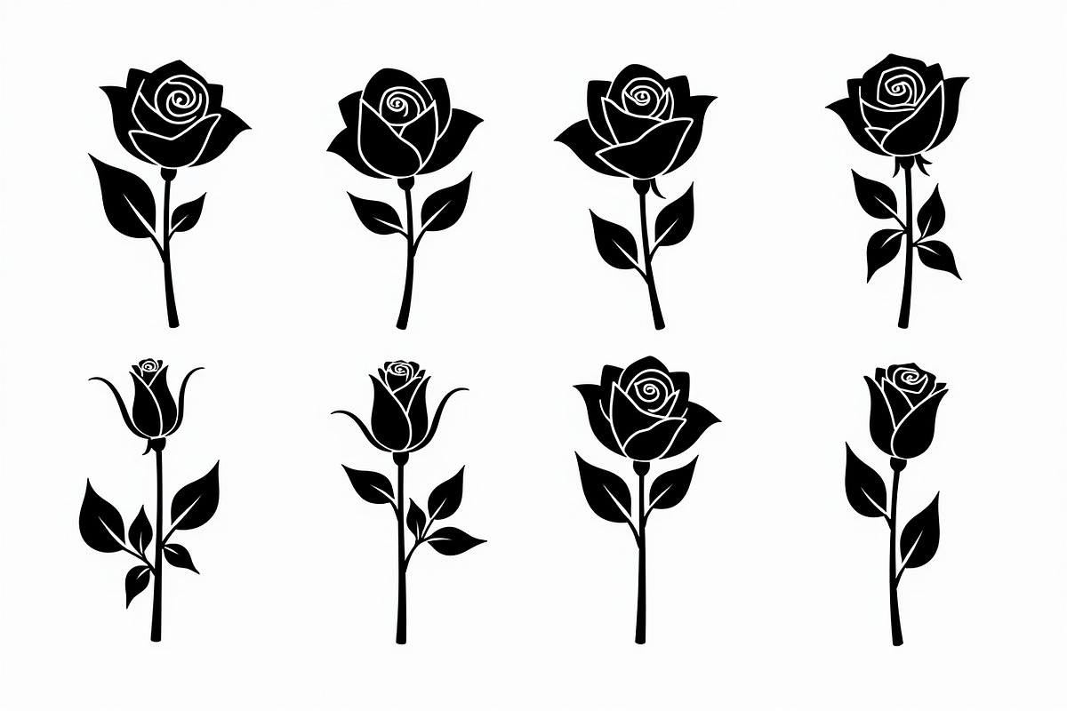 set of vector roses silhouettes, an Illustration by Amazin_art (Photo 9 of 17)