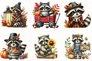 Watercolor Autumn Raccoon Clipart, an Illustration by OK Design (Thumbnail 2 of 5)