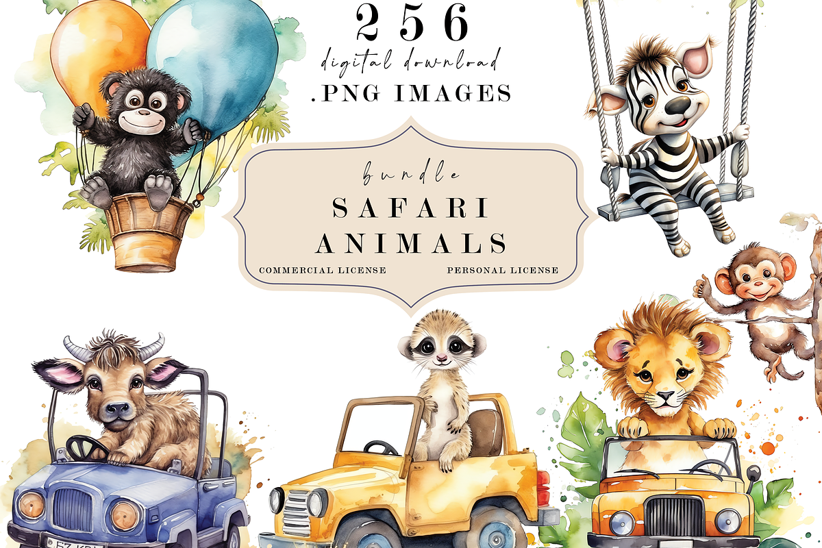 Safari Animals Watercolor Clipart, an Animal Photo by Redwood Digital Art (Photo 4 of 4)