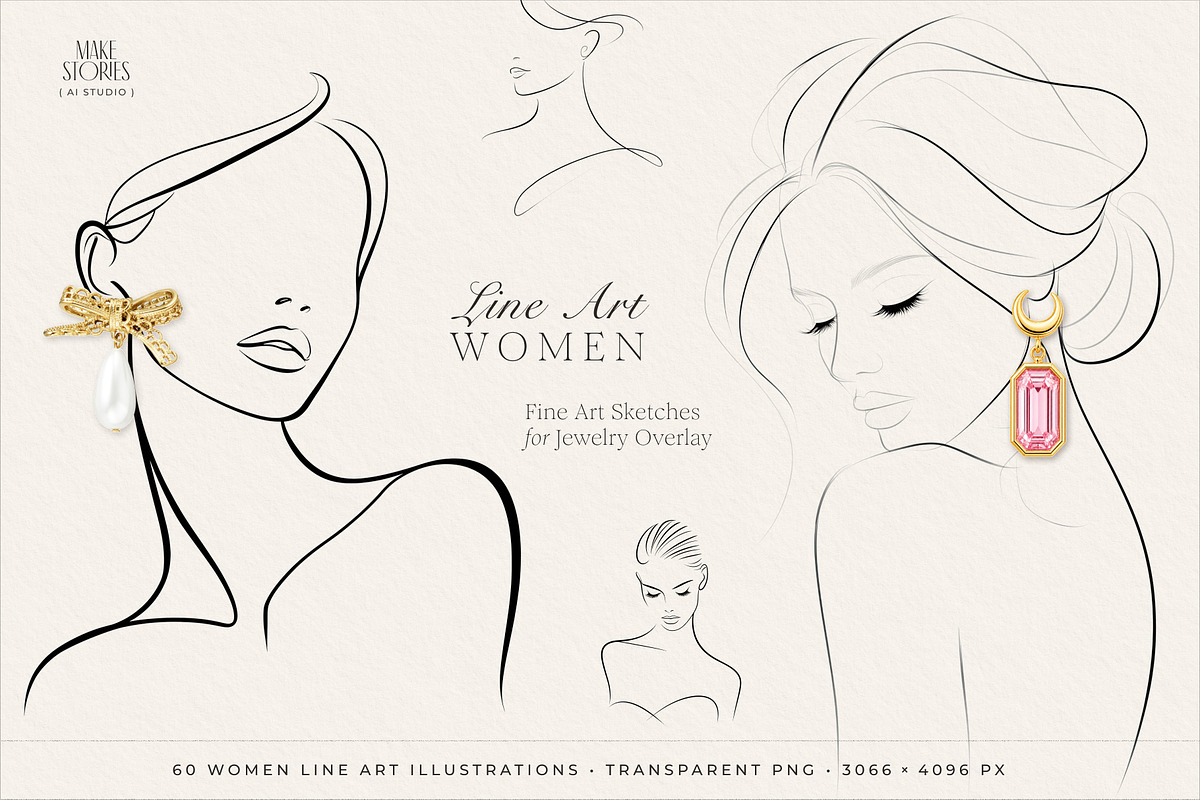 60 Women Line Art PNG Illustrations, a Person Illustration by Make Stories Studio (Photo 1 of 4)