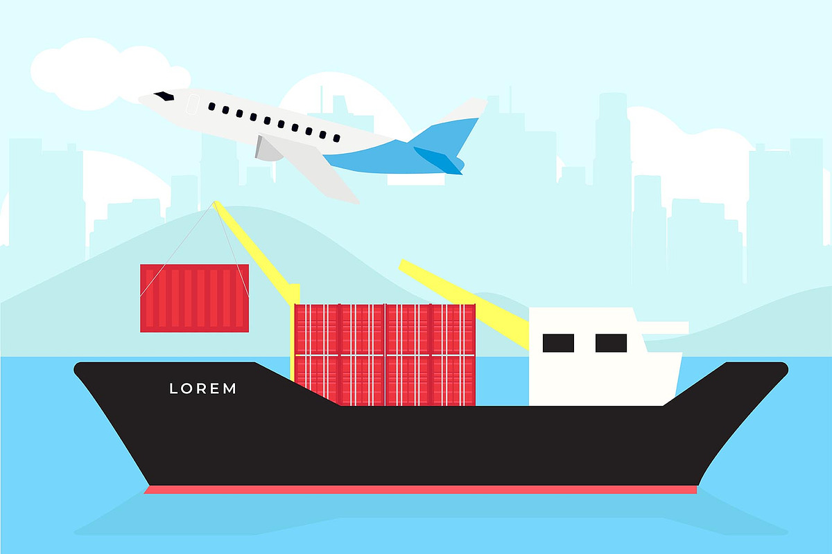 Container Ship at Freight Port Pack, a Technology Illustration by bungamustia (Photo 8 of 12)
