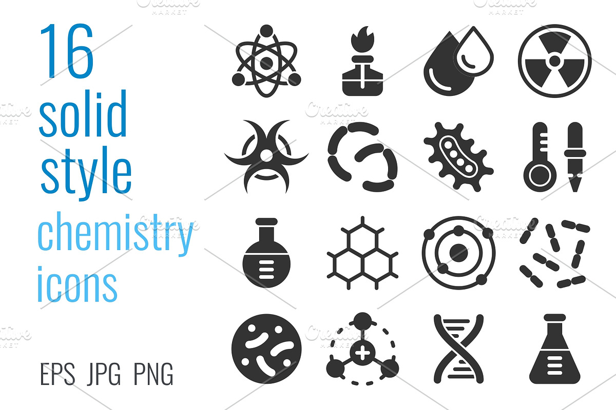 Chemistry icon set, a Solid Icon by Primula`s shop