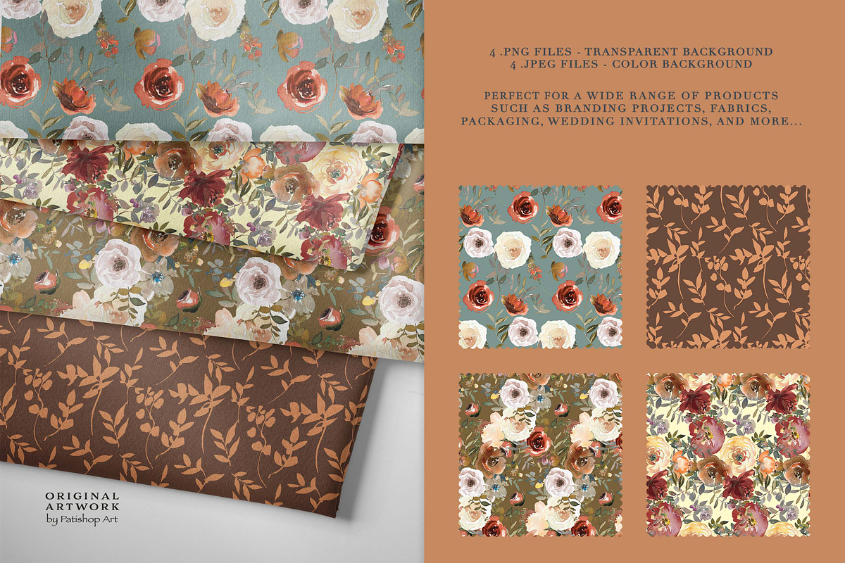 Fall Watercolor Floral Clipart Set, a Decorative Illustration by Patishop Art (Photo 15 of 17)