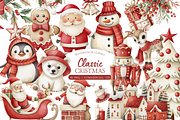 Classic Christmas Watercolor Clipart, an Illustration by MockupWizard (Thumbnail 1 of 6)