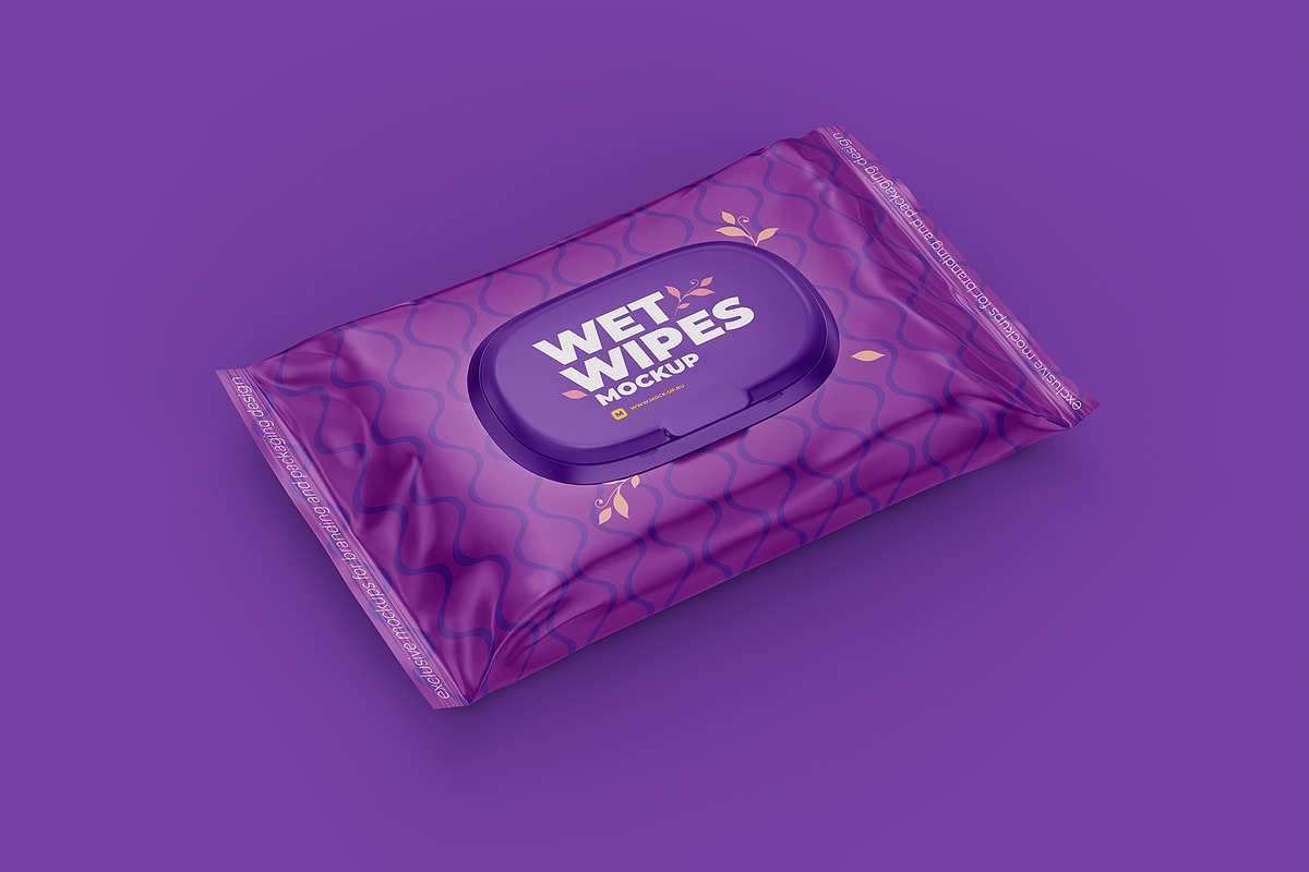 Wet Wipes with Cap Mockup angled, a Cups & Container Mockup by easymock (Photo 6 of 8)