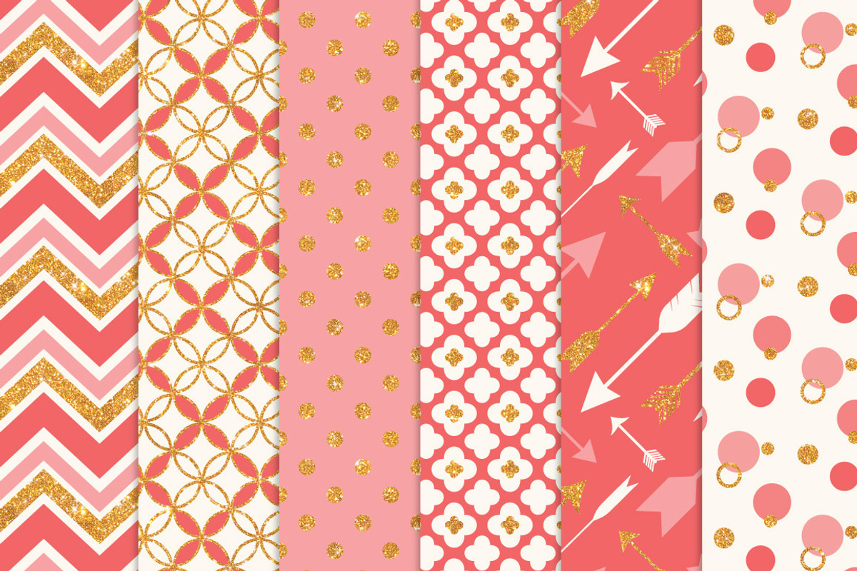 Coral Bohemian Glitter Patterns, a Pattern Graphic by Amanda Ilkov (Photo 2 of 3)